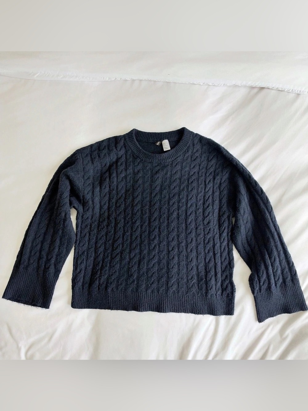 H&M Cable Knit Crewneck Sweater Navy